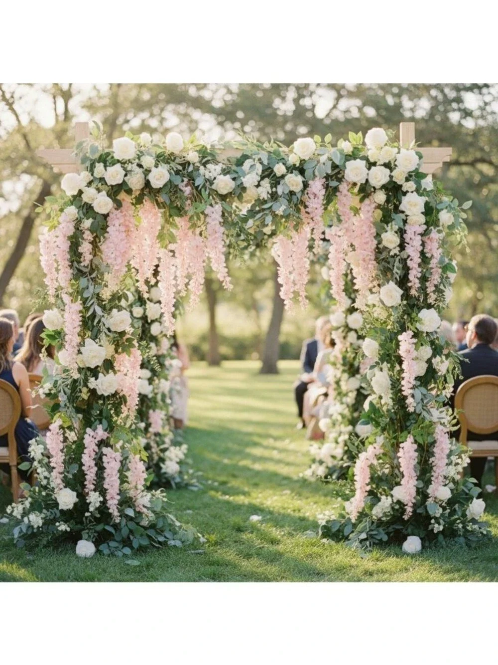 Blush Pink Wisteria Stem 43 Inch Artificial Hanging Flowers Silk Wisteria Spray